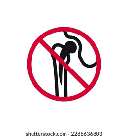 No hay implantes metálicos prohibidos de señalización, pegatinas redondas modernas prohibidas, ilustración vectorial.