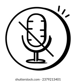 No mic icon download, doodle design 