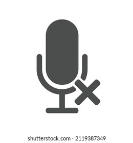 no mic icon vector illustration. off mic vector illustration. un plug mic icon illustration. silhouette vector of no icon. vector in white background