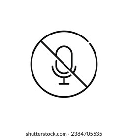 Ningún micrófono permite que el símbolo de símbolo de icono de línea esté aislado en el fondo blanco. No hay icono de línea de grabación