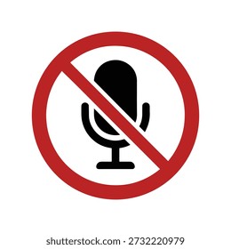 No Microphone Icon Audio Mute Symbol Voice Recording Disabled Silhouette.