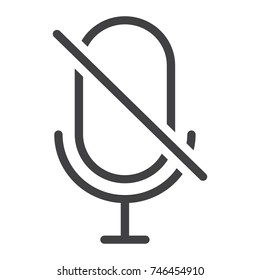 No Microphone line icon, web and mobile, no record sign vector graphics, a linear pattern on a white background, eps 10.