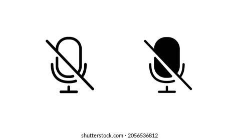 No Microphone , mute , no sound icon vector, sign, symbol, logo, illustration, editable stroke, flat design style isolated on white