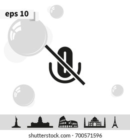 No microphone sign icon. Speaker symbol.