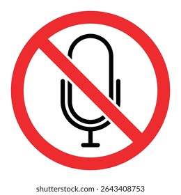 No Microphone and Sound Prohibited Icons Set – Audio and Voice Restrictions with Megaphone and Microphone Symbols Vector illustration.