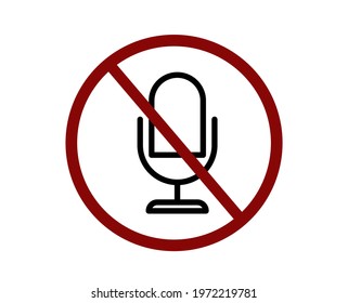 No microphone vector icon.  Editable stroke. Linear style sign for use on web design and mobile apps, logo. Symbol illustration. Pixel vector graphics - Vector