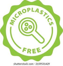 no microplastics free green stamp outline badge icon label isolated rounded vector on transparent background