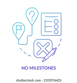 No milestones blue gradient concept icon. Progress stages and steps. Barrier to change management abstract idea thin line illustration. Isolated outline drawing. Myriad Pro-Bold fonts used