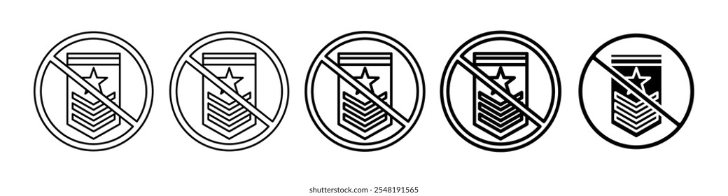 no military badge icon Simple thin line logo set