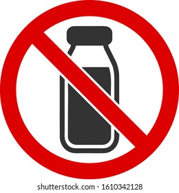 No Milk Bottle Vector Icon. Flat No Milk Bottle Symbol Is Isolated On A White Background.