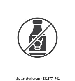 No milk, prohibition vector icon. filled flat sign for mobile concept and web design. Lactose free milk, allergen simple glyph icon. Symbol, logo illustration. Pixel perfect vector graphics