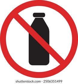 No milk sign . Forbidden milk sign . No milk bottle icon vector