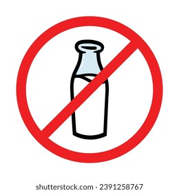 No Milk Sign on White Background