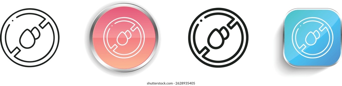 no mineral oil icon. Thin Linear, Regular and Button Style Design Isolated On White Background