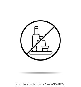 No minibar, drinks icon. Simple thin line, outline vector of hotel service ban, prohibition, forbiddance icons for ui and ux, website or mobile application