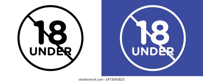 No Minors Allowed Sign Age Restriction Icon for Specific Zones