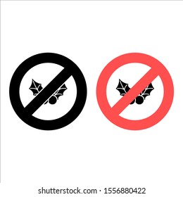 No mistletoe icon. Simple glyph, flat vector of christmas joy ban, prohibition, embargo, interdict, forbiddance icons for ui and ux, website or mobile application