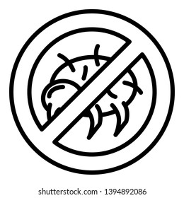 No mite icon. Outline no mite vector icon for web design isolated on white background
