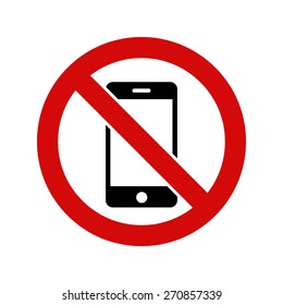 No Mobile Cell Phone, Warning Sign, Vector Illustration