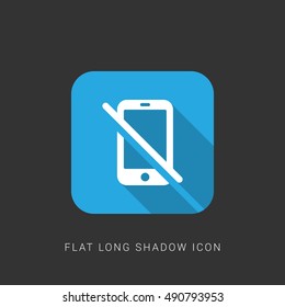 No Mobile Flat blue long shadow Icon / Logo Design