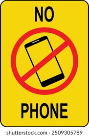 No mobile phone allowed, no phone sign and label