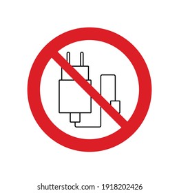 no mobile phone charging icon vector. Prohibited charging 