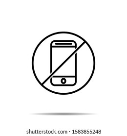 No mobile phone icon. Simple thin line, outline vector of web ban, prohibition, embargo, interdict, forbiddance icons for ui and ux, website or mobile application
