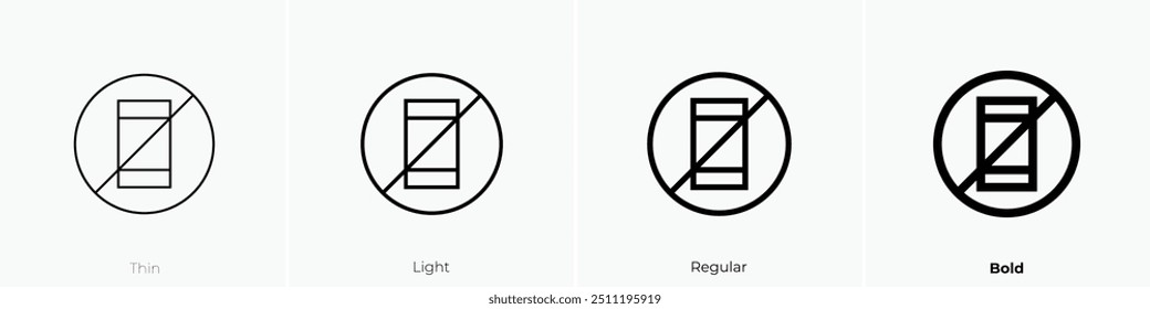 no mobile phone icon. Thin, Light Regular And Bold style design isolated on white background