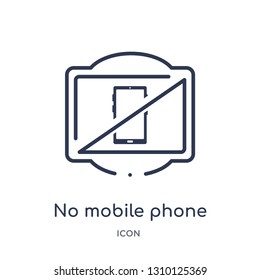 no mobile phone icon from traffic signs outline collection. Thin line no mobile phone icon isolated on white background.