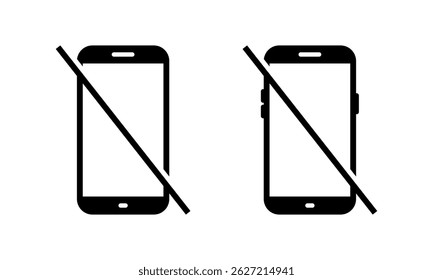 No mobile phone icon. Turn off cellphone sign symbol