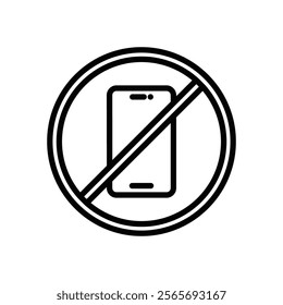 No mobile phone line icon vector design with trendy style