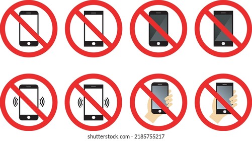 No Mobile Phone Sign Set