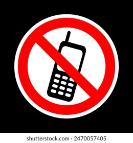 Keine Handyzeichen-Vektorillustration, Warnsymbol Verwenden Sie kein Handysymbol, Handy verboten. Kein Handyzeichen, eingeschränktes Bereichsschild für Telefon, Kein Mobiltelefon verwenden, Handyzeichen.