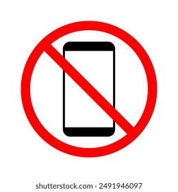 No mobile phone sign vector illustration, Warning Icon Don't use mobilephone symbol, Mobile Phone prohibited. No cell phone sign, restricted area sign for phone, Don't use mobilephone, mobile sign.