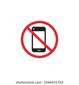 No mobile phone sign vector illustration, Warning Icon Don't use mobile phone symbol, Mobile Phone prohibited. No cell phone sign, restricted area sign for