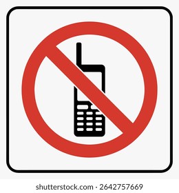 No Mobile Phone Sign – Vector Icon for Prohibited Mobile Use in Restricted Areas