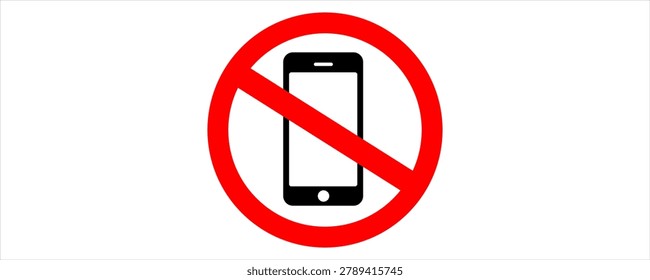 No mobile phone sign vector illustration, Warning Icon Don't use mobilephone symbol, Mobile Phone prohibited. No cell phone sign, restricted area sign for phone, Don't use mobilephone, mobile sign.
