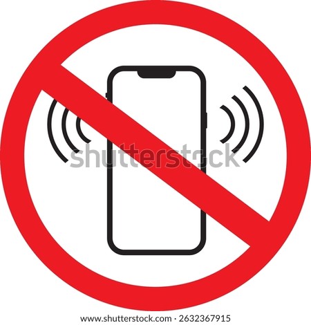No mobile phone sign vector illustration, Warning Icon Don't use mobilephone symbol, Mobile Phone prohibited. No cell phone sign, restricted area sign for phone, Don't use mobilephone, mobile sign.