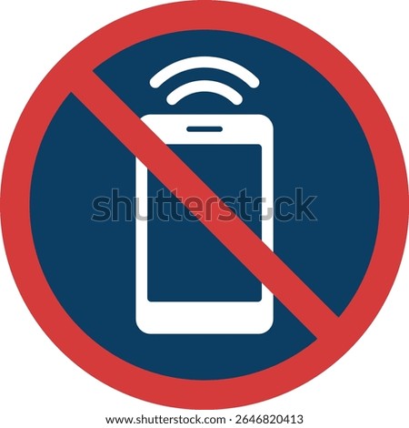 No mobile phones allowed sign – red circle with diagonal line over white smartphone icon with signal waves