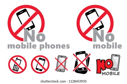 No mobile phones. Drive mobile-free, drive MONO. No Ban, stop vector. Phone, telephone forbidden. Don't calling smartphone, tablet, PC. No camera, webcam, self-portrait or selfies or pictures.