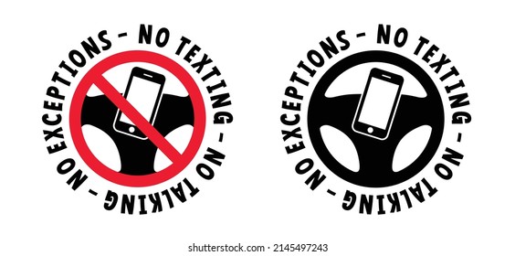 No mobile phones. Drive mobile-free, drive MONO. No mobile phones. Drive mobile-free, drive MONO. Vector traffic, road car icon or pictogram. Without distraction from apps or social media posts.