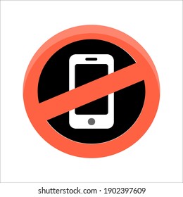 No Mobile Phones Icon On A White Background. Eps Vector 10