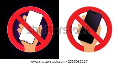 No mobile phones with prohibition sign red icon. Do Not Use Mobile Phone. Icon 3D vector Illustration.