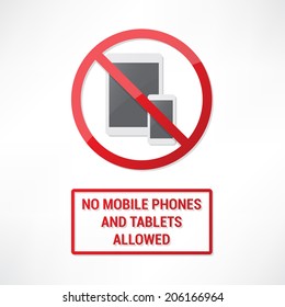 No Mobile Phones Tablets Allowed Stock Vector (Royalty Free) 206166964 ...