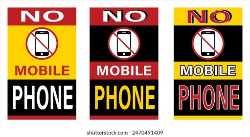 No Mobile Sign, No Cell Phone Sign, Cell Phone Prohibition Sign Vector Art Illustration, No, Do Not Sign, Circle Backslash Symbol,