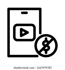 ningún icono de monetización o logotipo símbolo de signo aislado ilustración vectorial - iconos vectoriales de estilo negro de alta calidad
