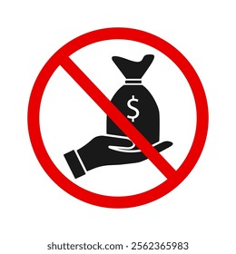 No money bag in saving account icon with flat style on white background.