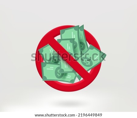 No money concept with dollar banknotes. 3d vector illustration