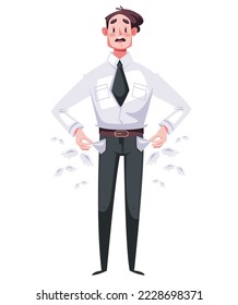 No money empty pocket poor business office worker character concept. Vector graphic design illustration element