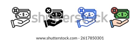 No Money Icon Collection With Multiple Styles